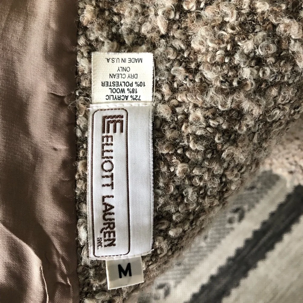 Elliott Lauren Wool Blend Tan Blazer Jacket Button Closure M Designer Neutrals - Picture 3 of 12